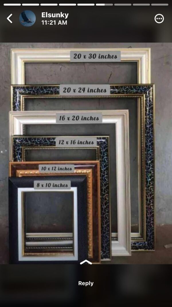 Frame sizes Enlargements