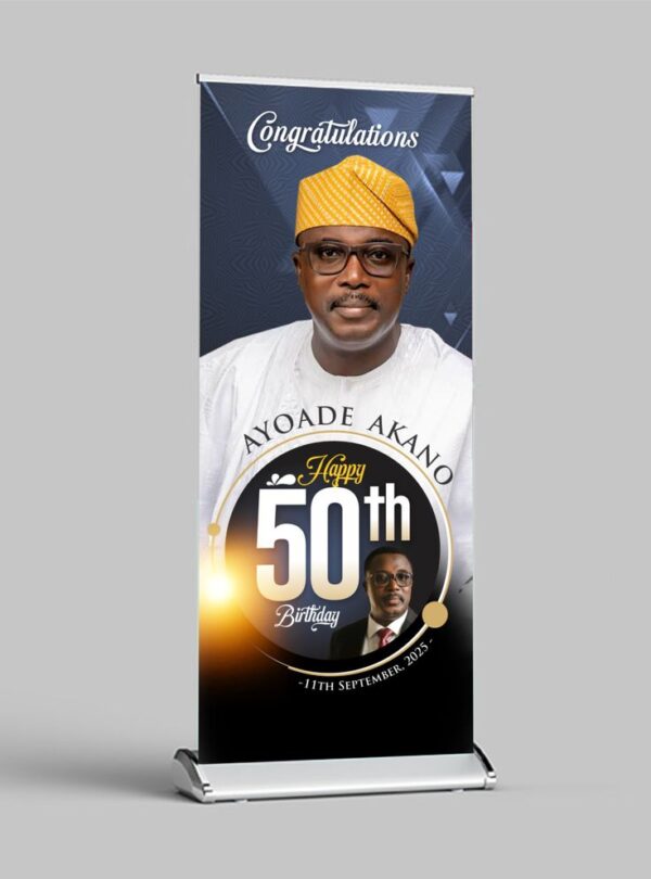 Rollup 50th Birthday Celebration Roll-Up Stand